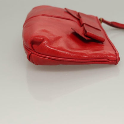 Miu Miu Zip Wristlet Pouch Leather, RED, LEATHER, Clutche & pouche