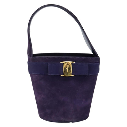 Salvatore Ferragamo Vara Bow Top Handle Bucket Bag Suede, PURPLE, SUEDE, Handbag