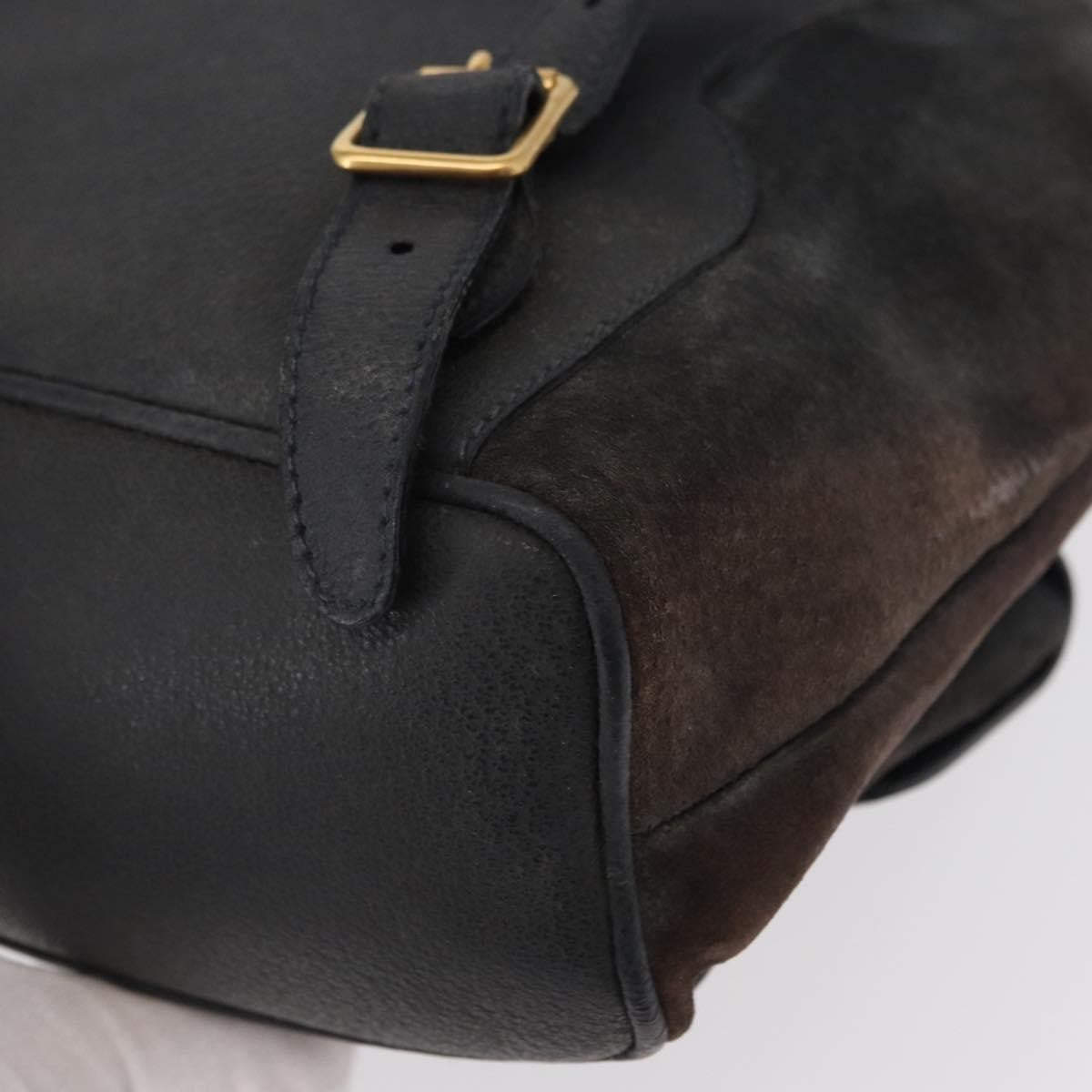 Gucci Vintage Bamboo Backpack Suede, NAVY, SUEDE, Backpack