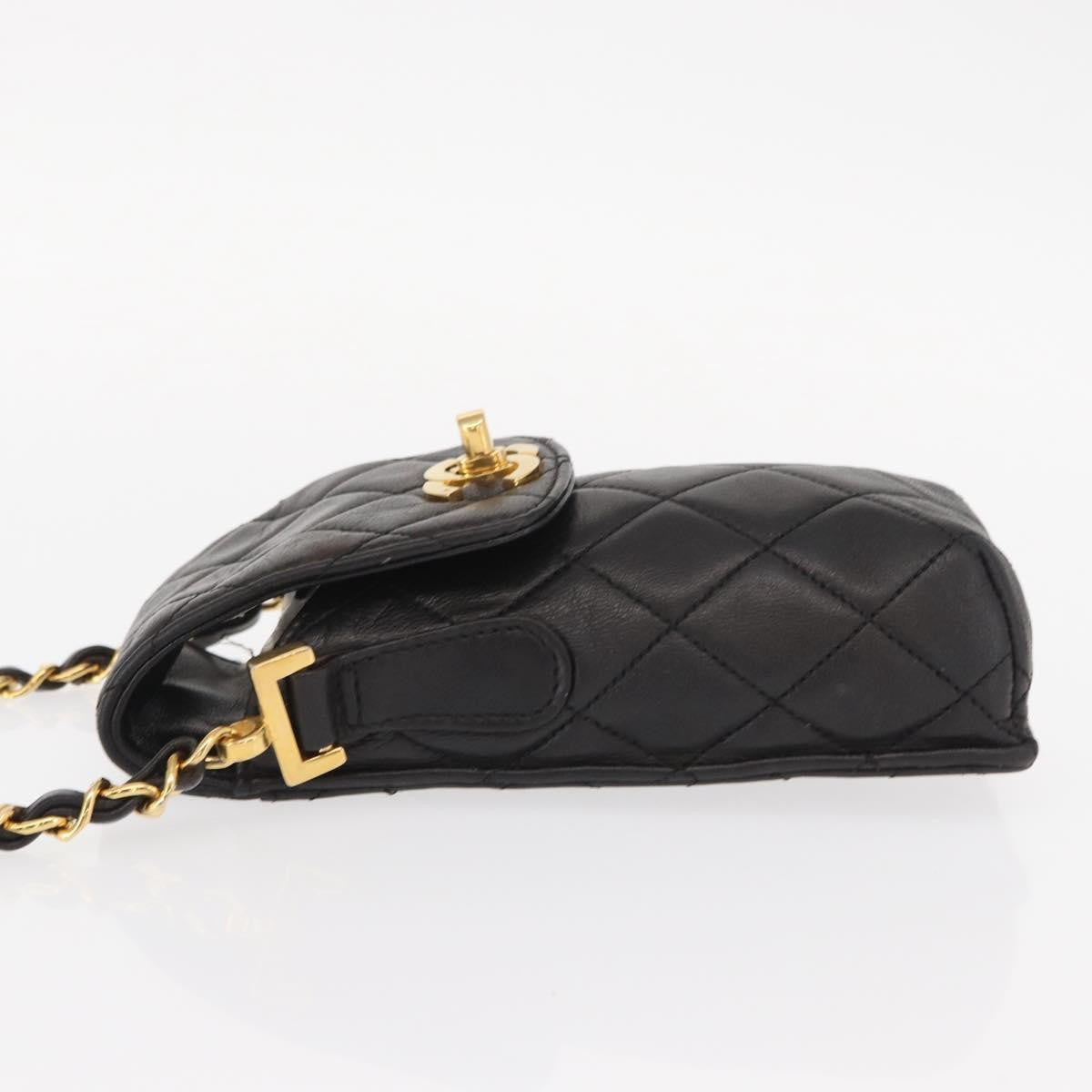 Chanel Chain Shoulder Bag Leather, BLACK, LEATHER, Shoulder bag