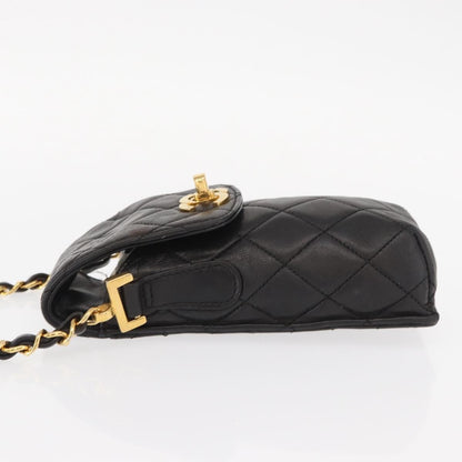 Chanel Chain Shoulder Bag Leather, BLACK, LEATHER, Shoulder bag
