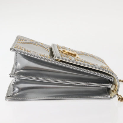 Christian Dior Ultra Matte Diorama Vertical Clutch on Chain Studded Leather, SILVER, PATENT_LEATHER, Clutche & pouche