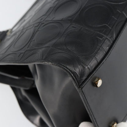 Salvatore Ferragamo Gancini Tote Leather, BLACK, LEATHER, Tote bag