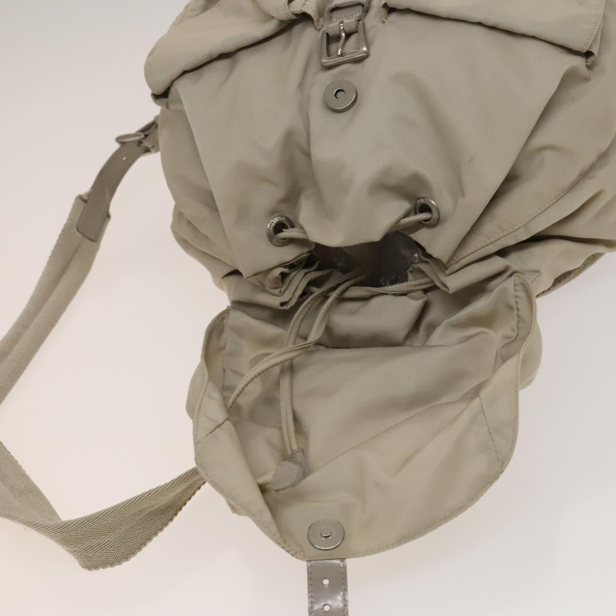 Prada Vela Double Front Pocket Backpack Tessuto with Saffiano Leather, SILVER, NYLON, Backpack