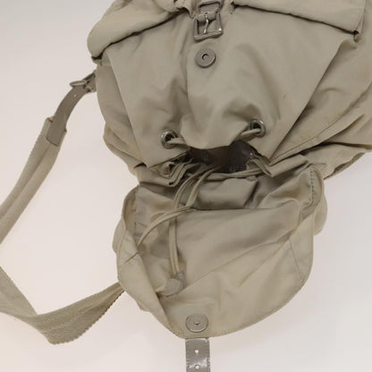 Prada Vela Double Front Pocket Backpack Tessuto with Saffiano Leather, SILVER, NYLON, Backpack