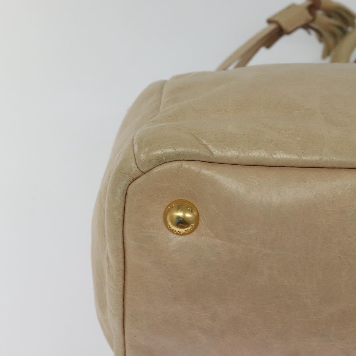 Prada Front Pocket Convertible Tote Leather, BEIGE, LEATHER, Tote bag