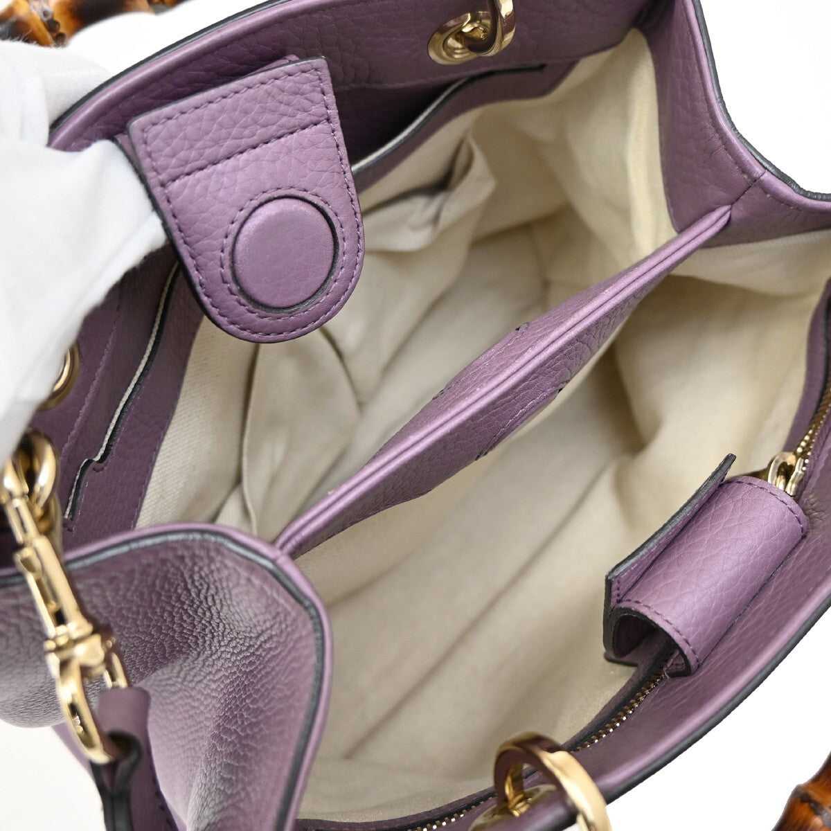 Gucci Bamboo Shopper Tote Leather, PURPLE, LEATHER, Tote bag