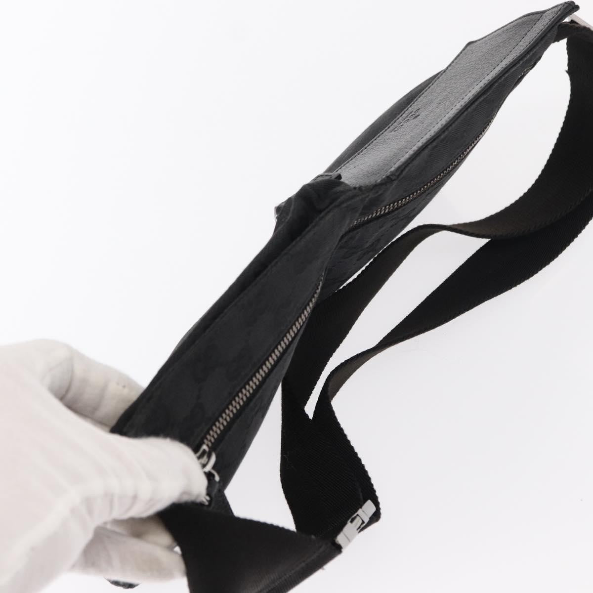 Gucci Vintage Double Belt Bag GG Canvas with Leather, BLACK, CANVAS, Shoulder bag