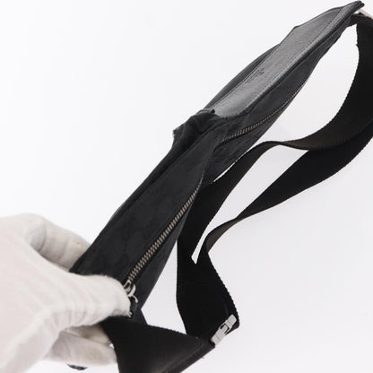 Gucci Vintage Double Belt Bag GG Canvas with Leather, BLACK, CANVAS, Shoulder bag