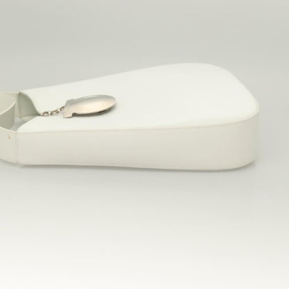 Salvatore Ferragamo Gancini Shoulder Bag Leather, WHITE, LEATHER, Shoulder bag