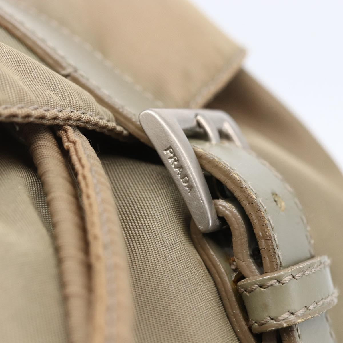 Prada Front Pocket Buckle Backpack Nylon, BEIGE, NYLON, Backpack