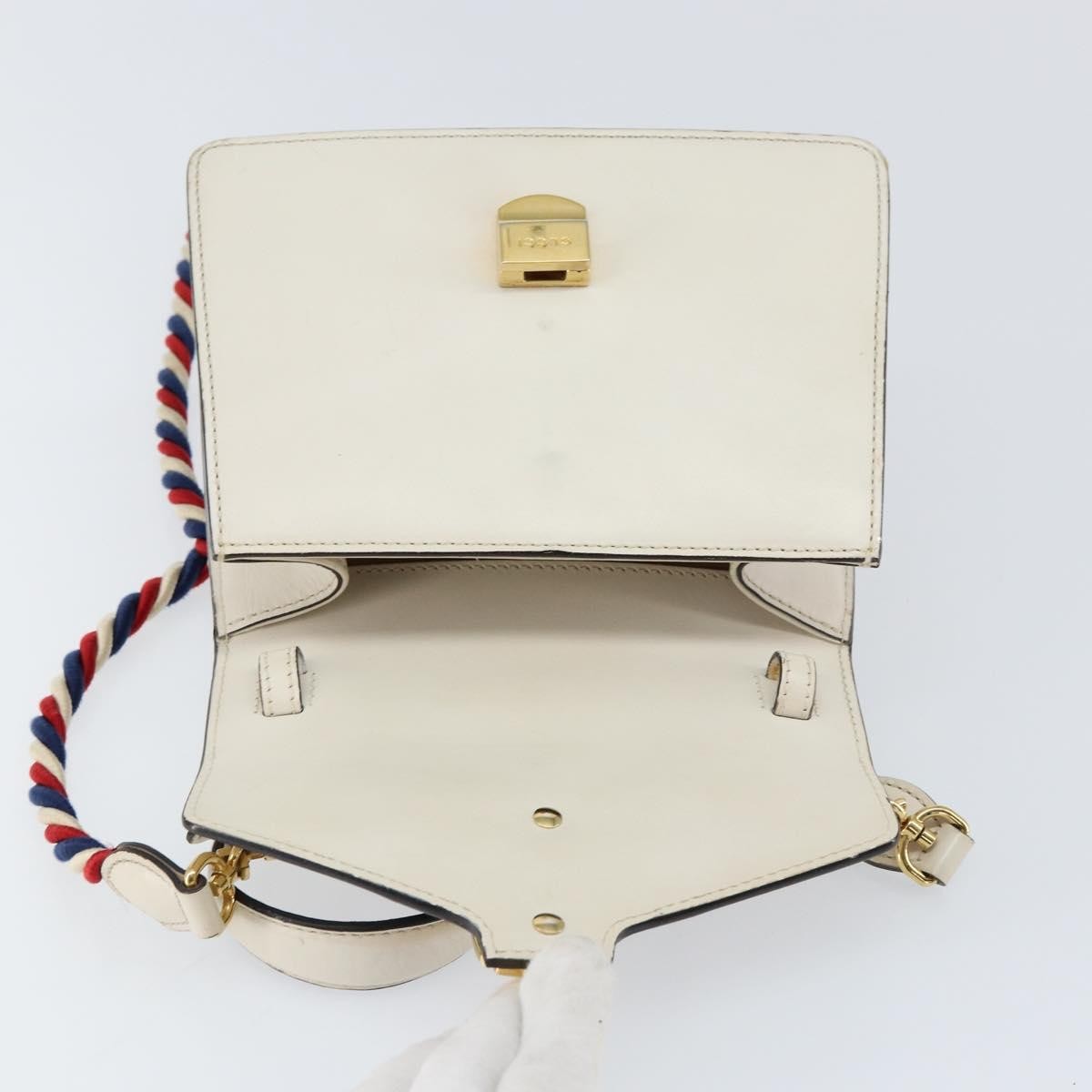 Gucci Sylvie Top Handle Bag Leather, WHITE, LEATHER, Handbag