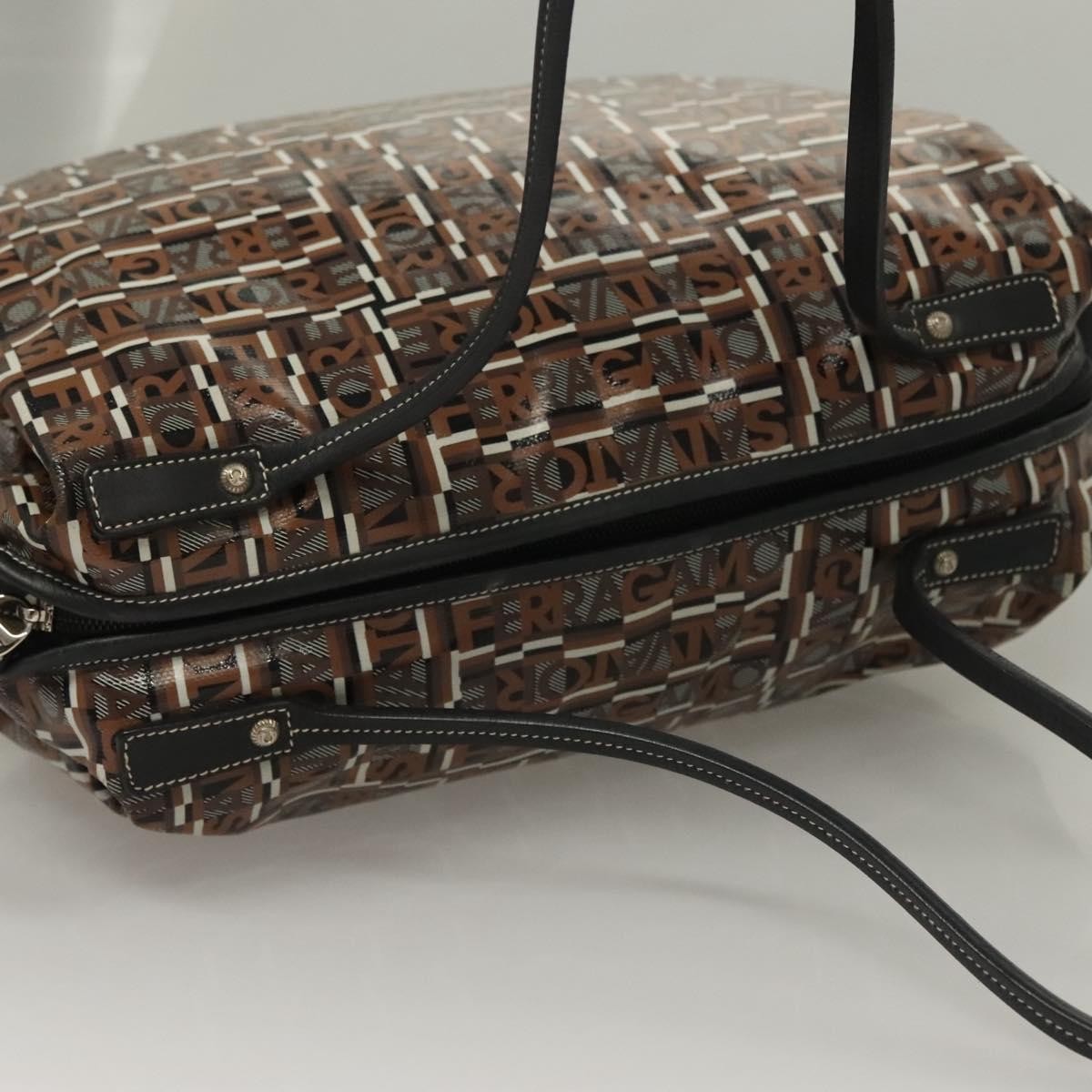 Salvatore Ferragamo Vintage Handbag Canvas, BROWN, CANVAS, Handbag