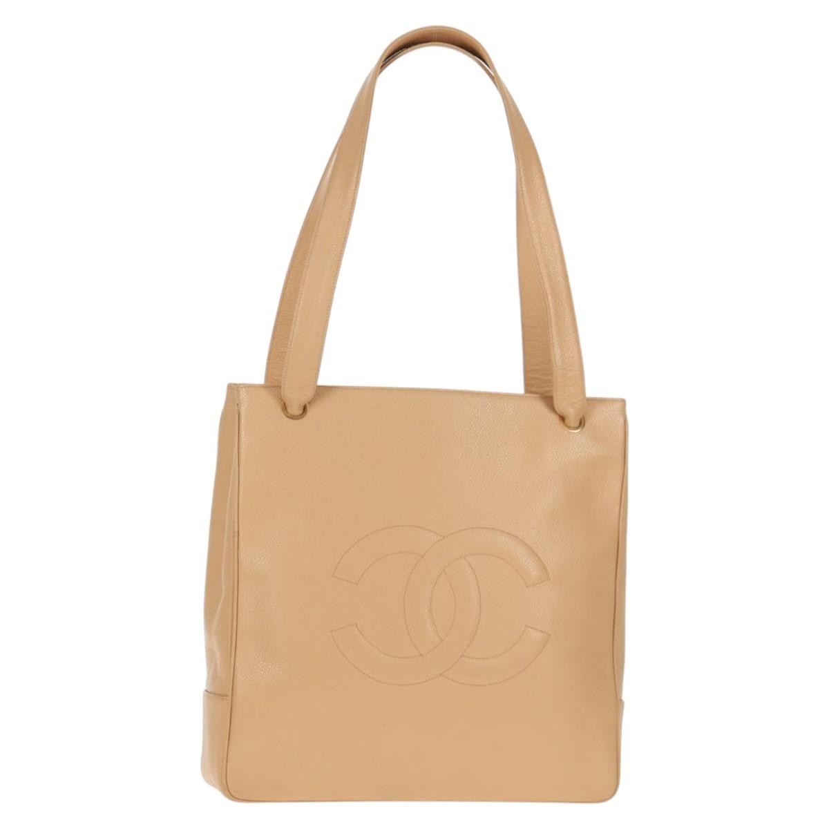 Chanel Coco Mark Leather, BEIGE, LEATHER, Handbag