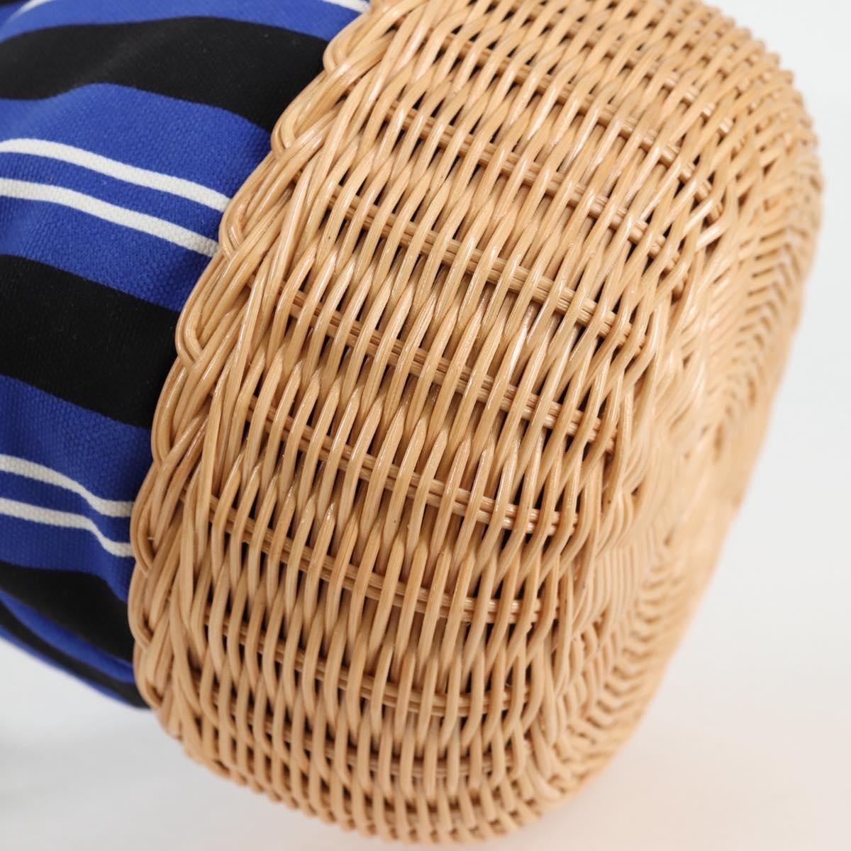 Prada Drawstring Bucket Bag Canvas and Wicker, BLUE, CANVAS, Handbag