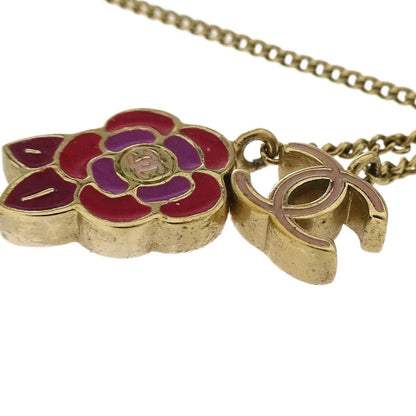 Chanel Camellia Pendant Necklace Metal with Enamel, GOLD, GOLD_PLATED, Necklace