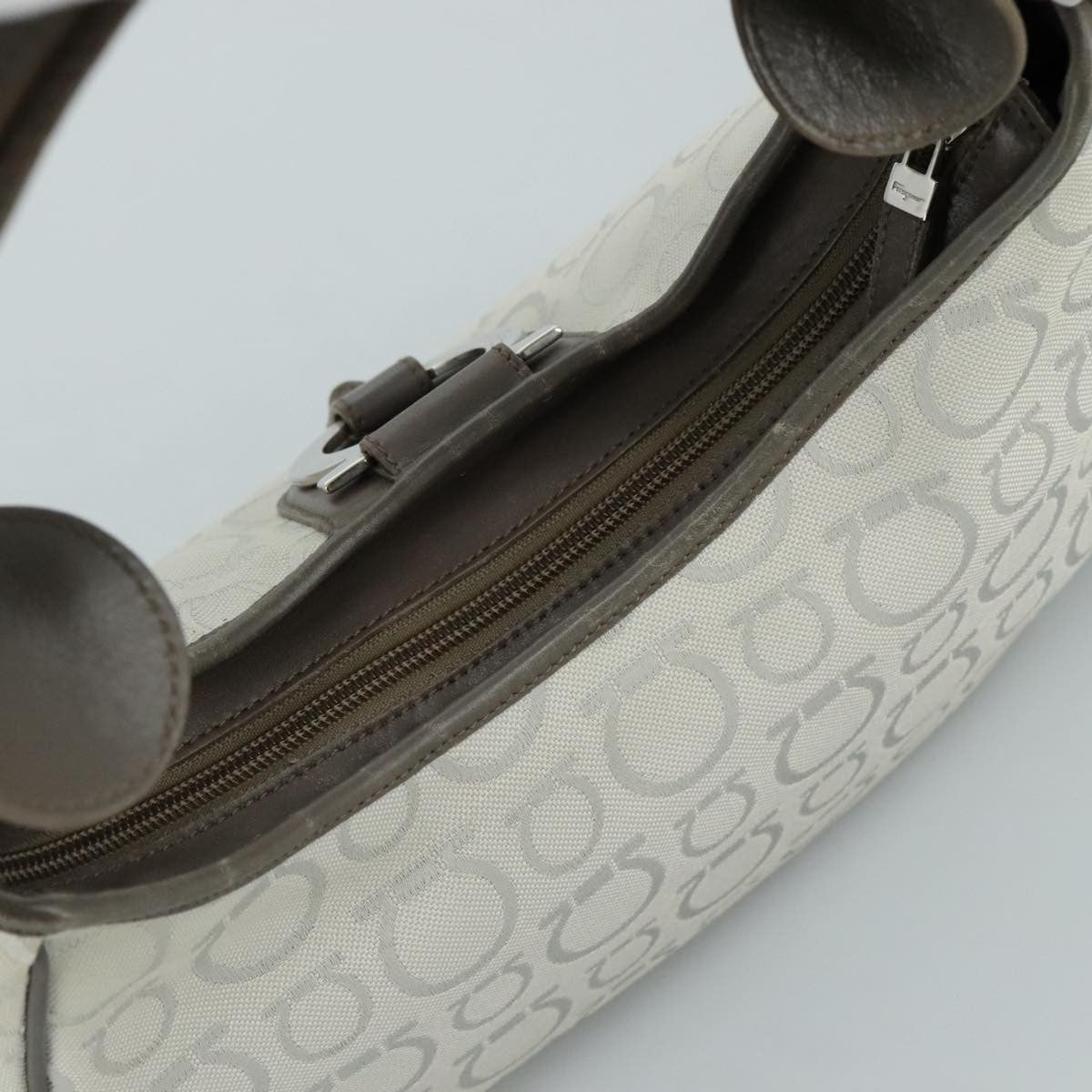 Salvatore Ferragamo Gancini Shoulder Bag Canvas, GRAY, CANVAS, Shoulder bag