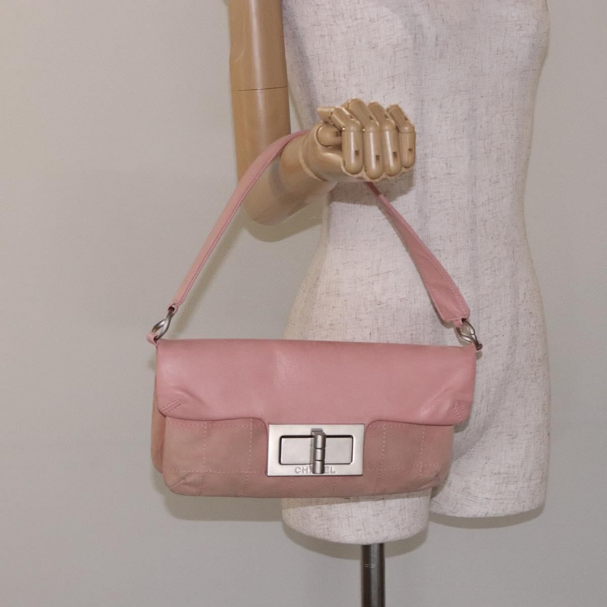 Chanel Giant Mademoiselle Lock Shoulder Bag Suede, PINK, SUEDE, Shoulder bag