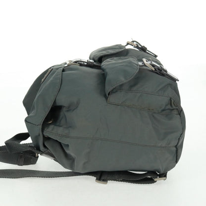 Prada Vela Double Front Pocket Backpack Tessuto with Saffiano Leather, GRAY, NYLON, Backpack