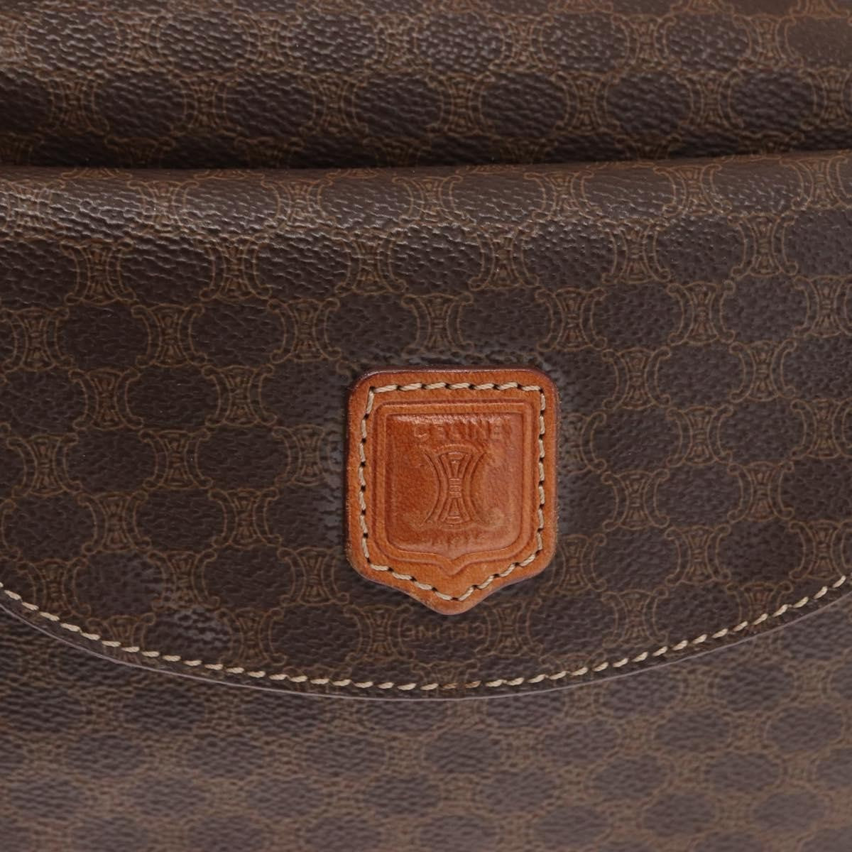 Celine Vintage Macadam Handbag Canvas and Leather, BROWN, CANVAS, Handbag