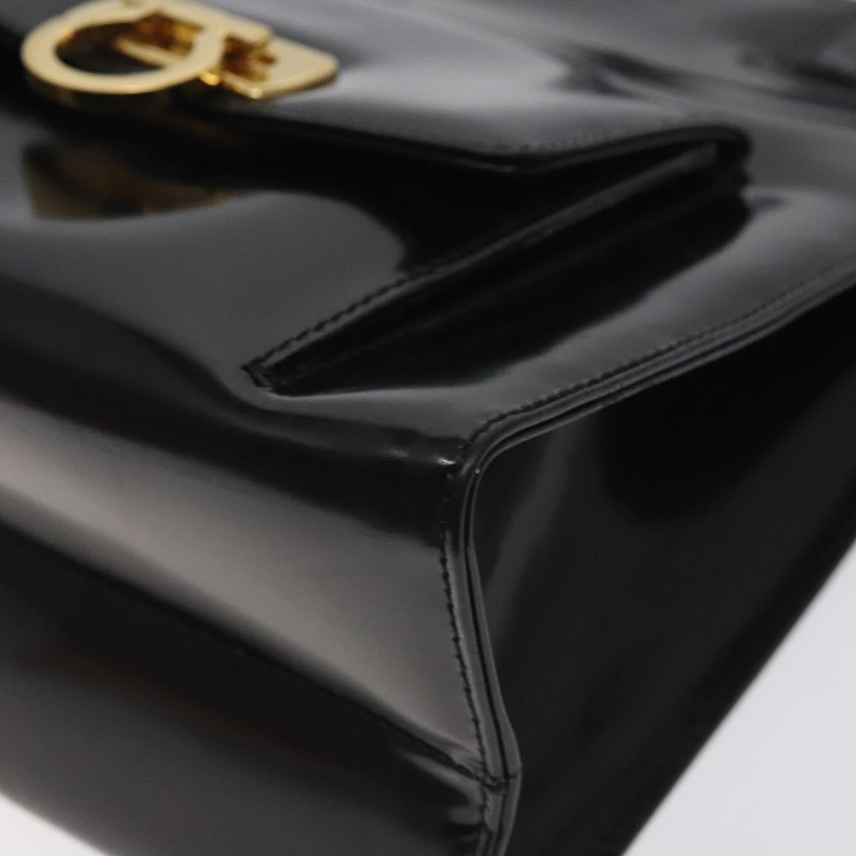 Salvatore Ferragamo Gancini handbag Patent leather, BLACK, PATENT_LEATHER, Handbag