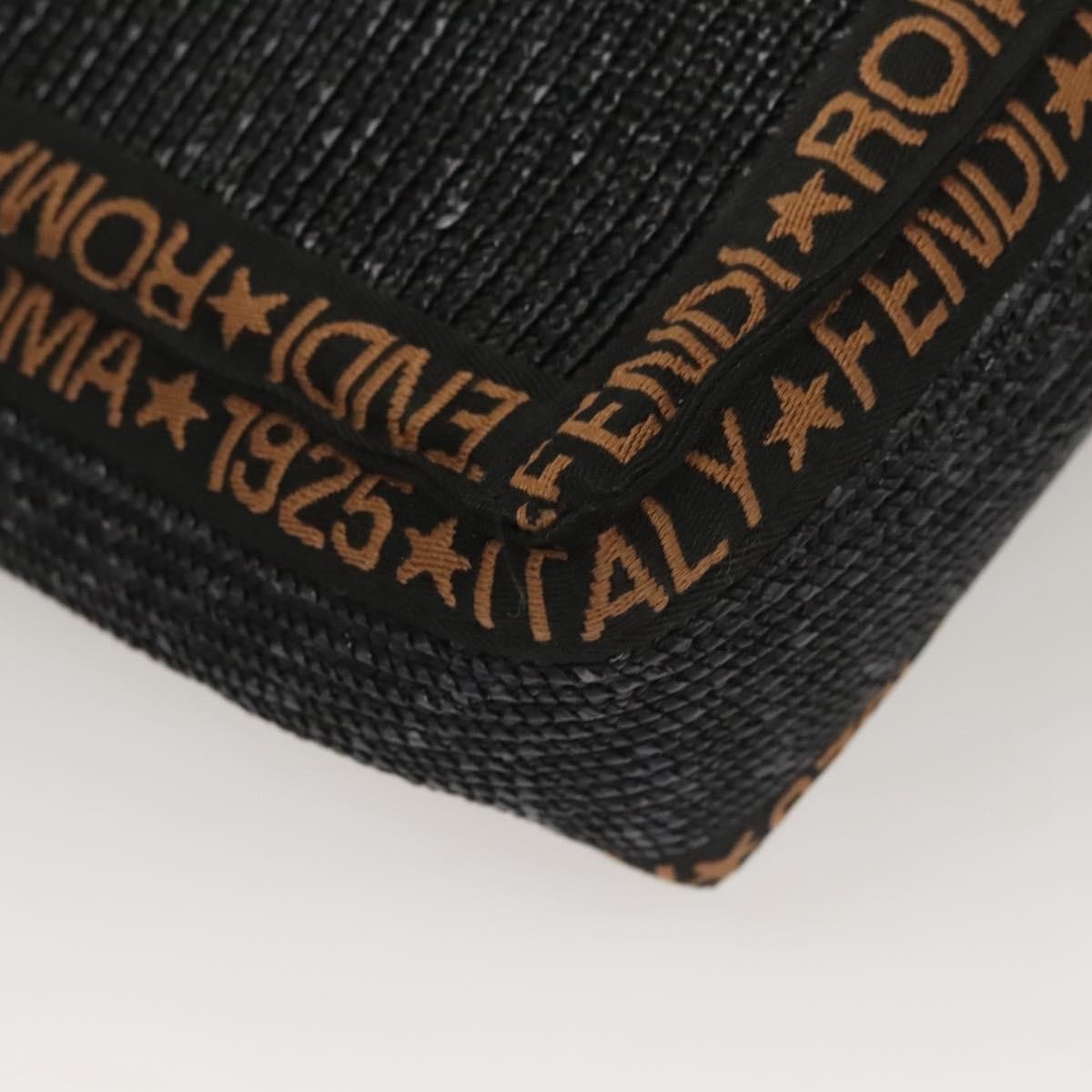 Fendi Zucca Tote bag Straw, BLACK, WOOD, Tote bag