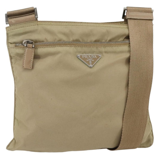 Prada Front Pocket Messenger Bag Tessuto, BEIGE, NYLON, Shoulder bag