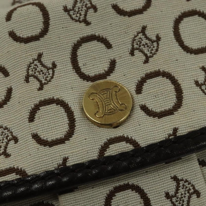 Celine Vintage Macadam Shoulder Bag Canvas and Leather, WHITE, CANVAS, Clutche & pouche