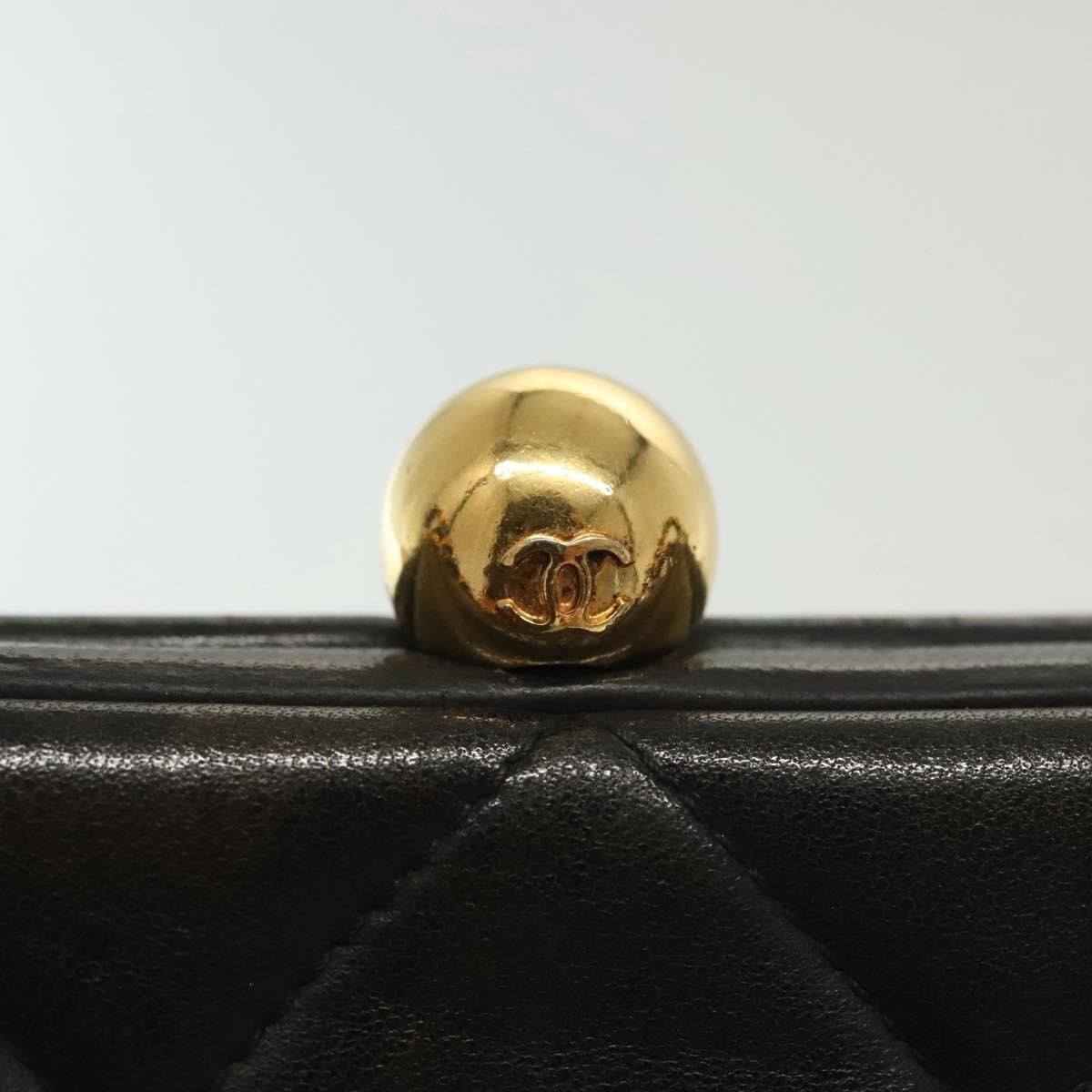 Chanel Vintage Chain Frame Bag Quilted Lambskin, BLACK, LEATHER, Shoulder bag