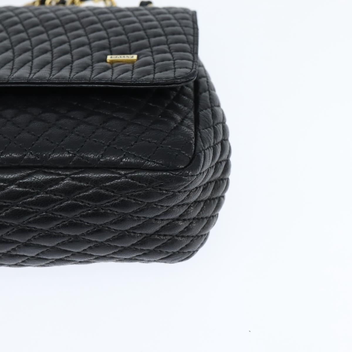 Bally Vintage Chain Shoulder Bag Quilted Leather, BLACK, LEATHER, Shoulder bag