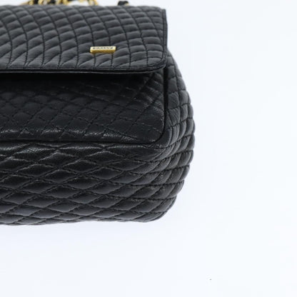 Bally Vintage Chain Shoulder Bag Quilted Leather, BLACK, LEATHER, Shoulder bag