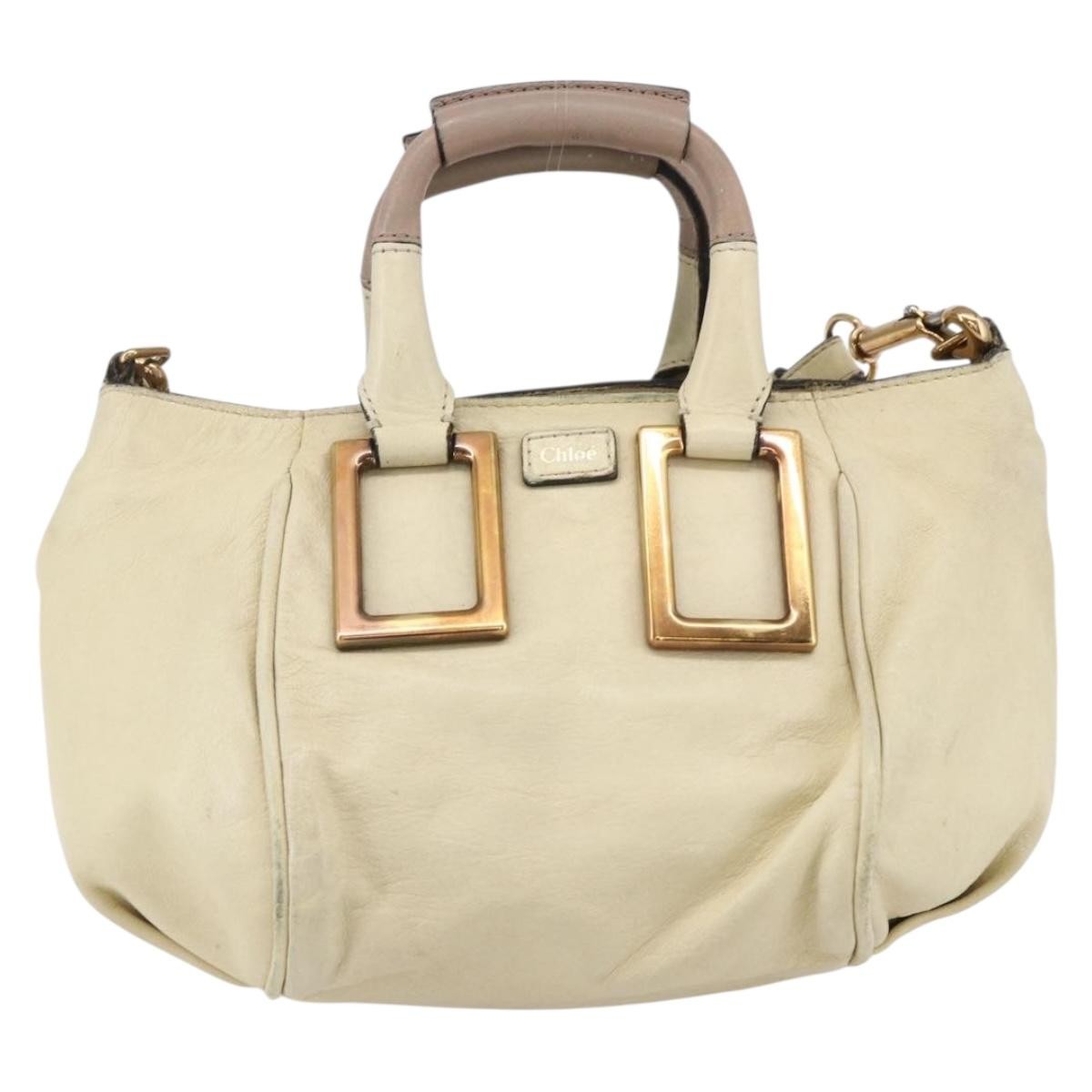 Chloe Ethel Handbag Leather, WHITE, LEATHER, Handbag
