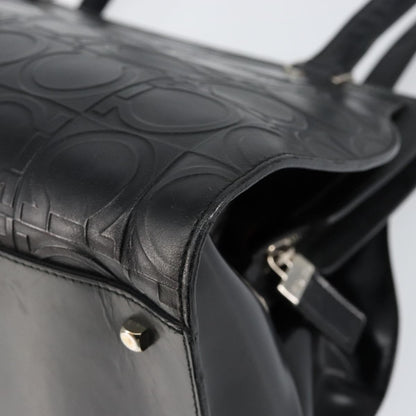 Salvatore Ferragamo Gancini Tote Leather, BLACK, LEATHER, Tote bag