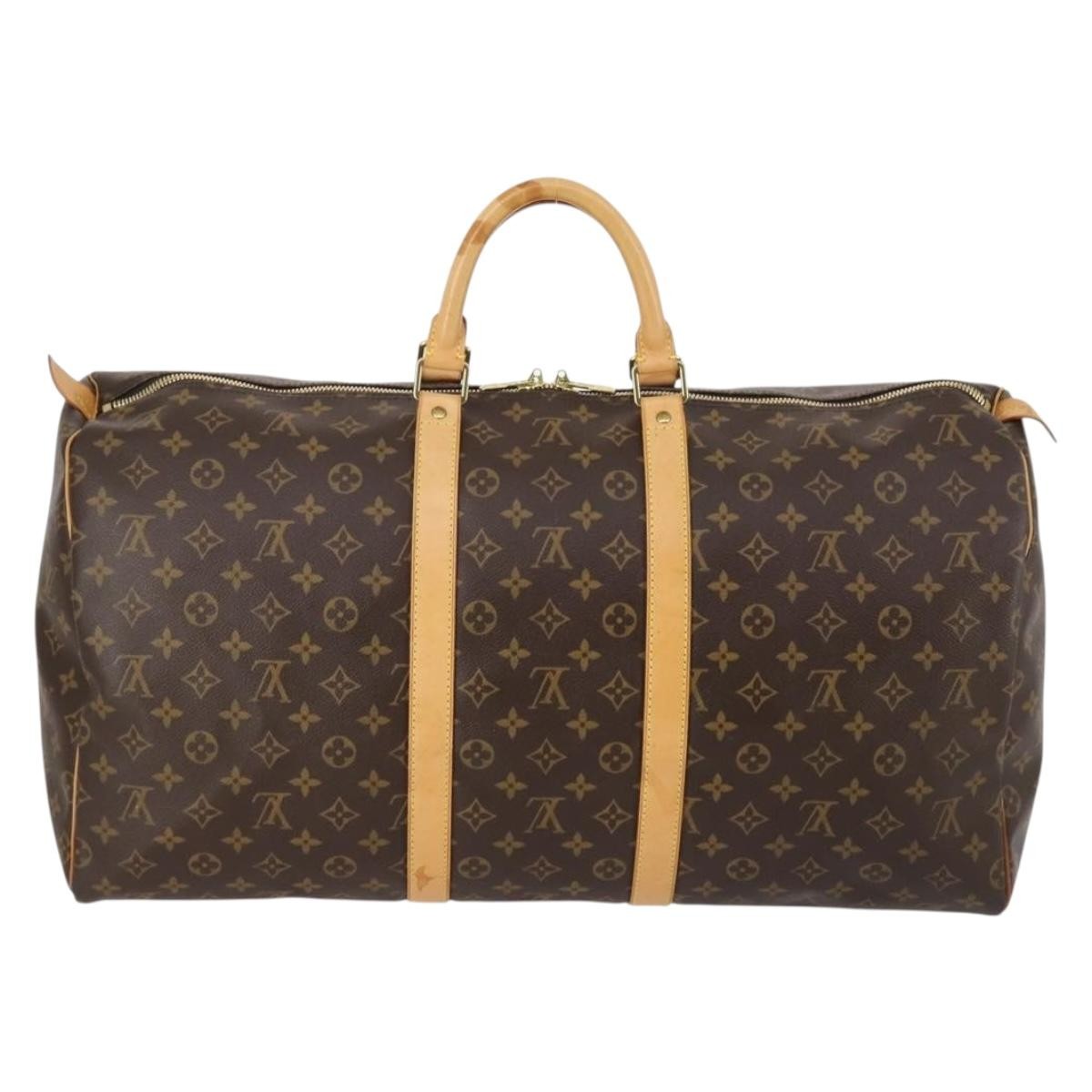 Louis Vuitton Keepall Bandouliere Bag Monogram Canvas, BROWN, CANVAS, Travel bag