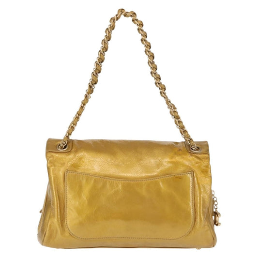 Chanel Luxe Ligne Flap Bag Patent, GOLD, LEATHER, Handbag