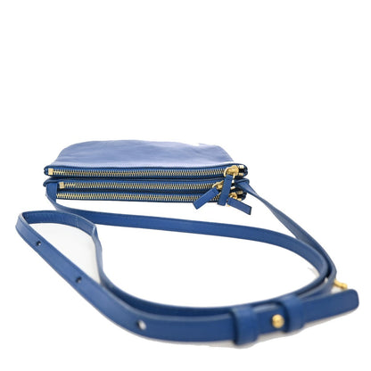 Celine Trio Crossbody Bag Leather, BLUE, LEATHER, Crossbody bag