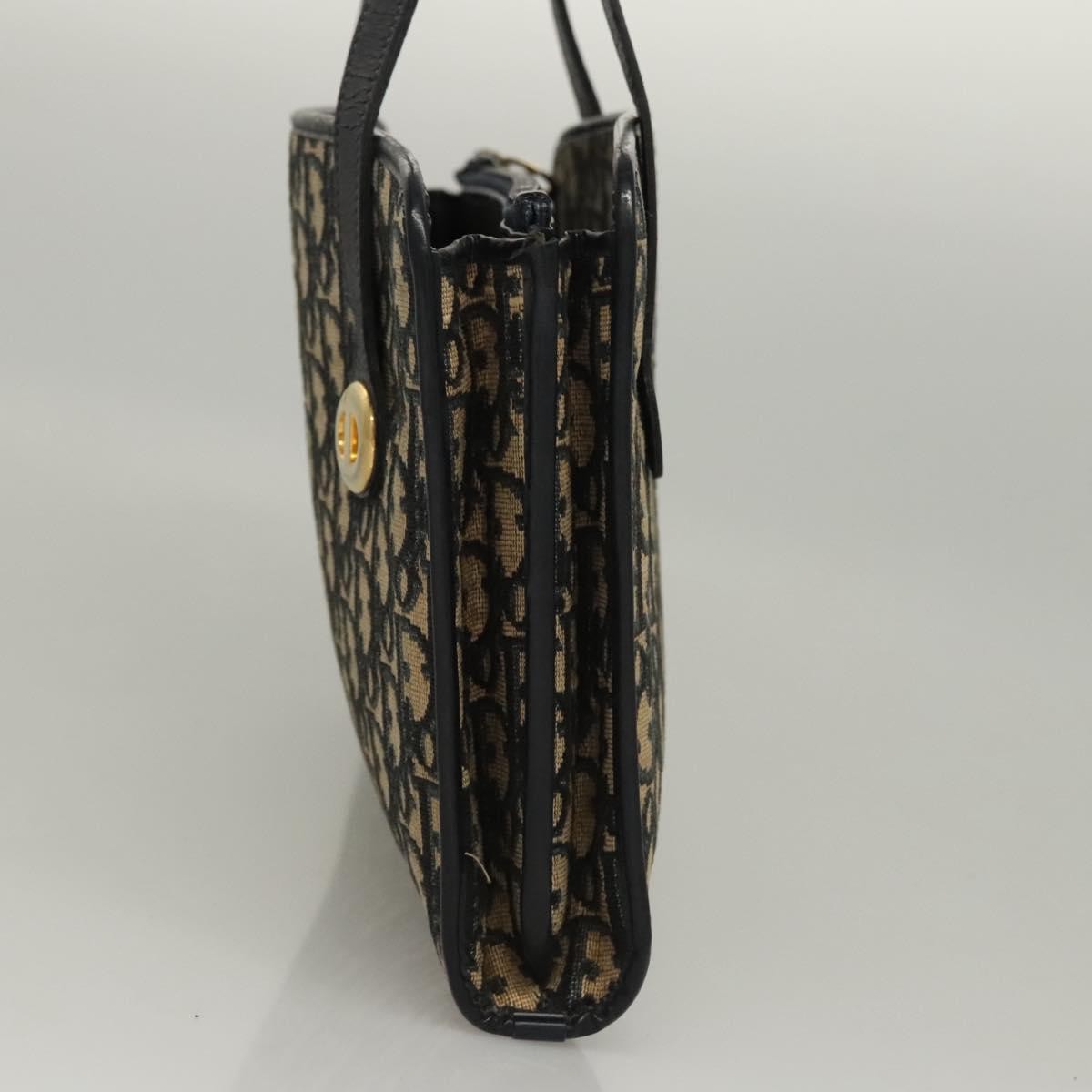 Christian Dior Vintage Trotter Shoulder Bag Canvas, NAVY, CANVAS, Shoulder bag