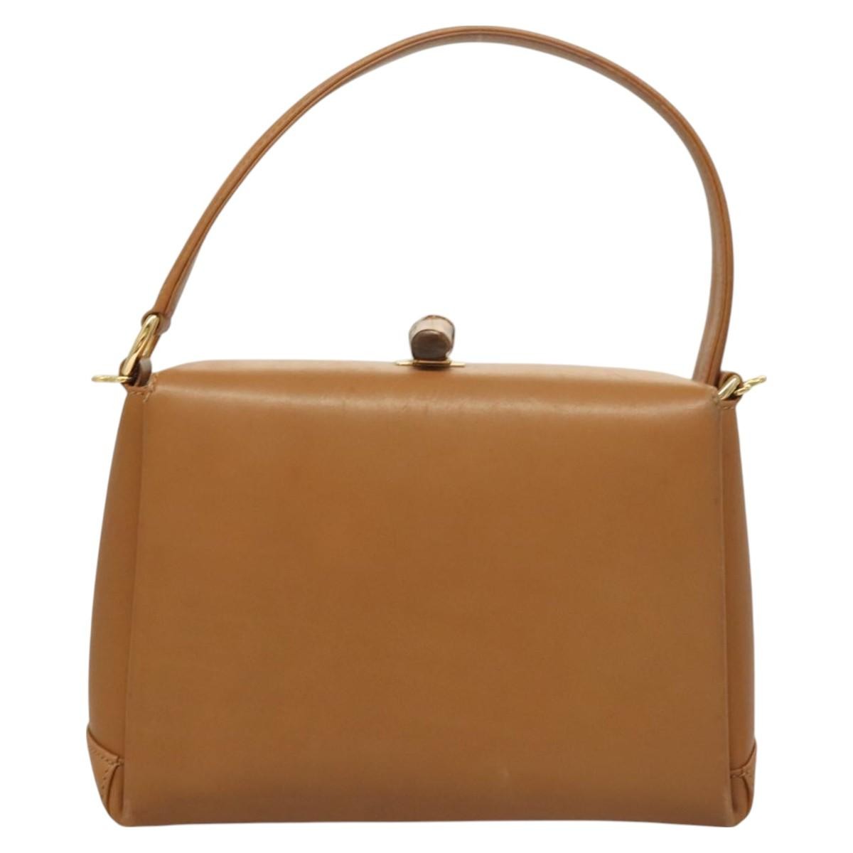 Gucci Vintage Convertible Bamboo Box Crossbody Bag Leather, BROWN, LEATHER, Handbag