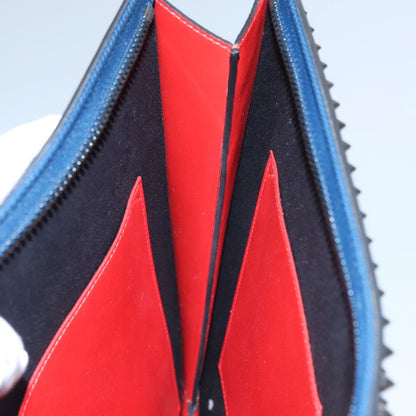 Christian Louboutin Trictrac Portfolio Bag Leather and Spiked Leather, BLUE, LEATHER, Handbag