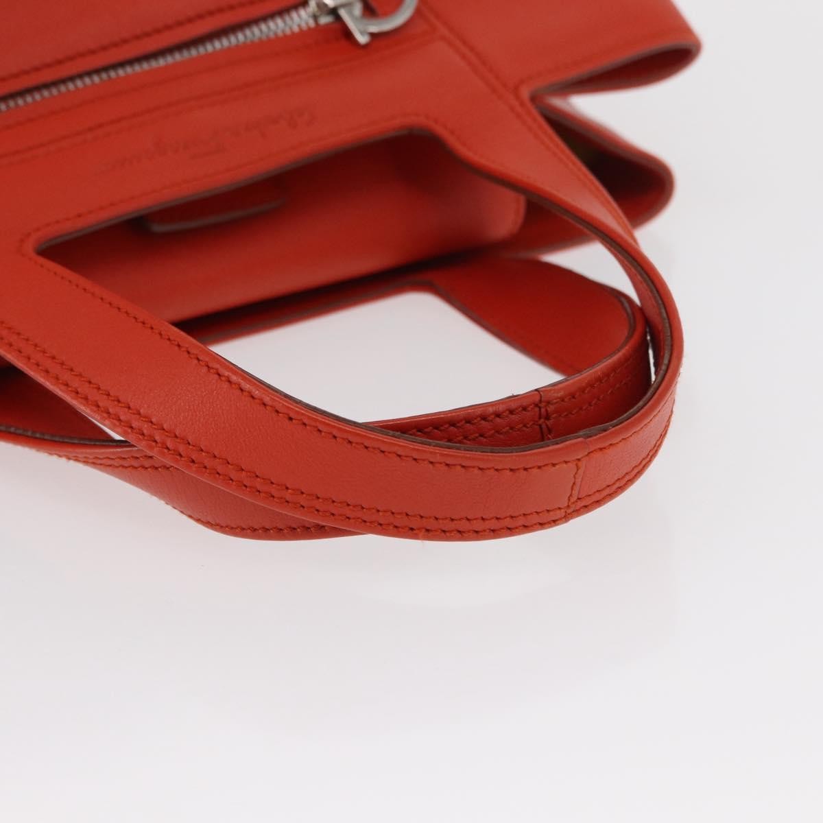 Salvatore Ferragamo Gancini handbag Leather, ORANGE, LEATHER, Handbag