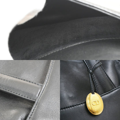 Christian Dior Vintage CD Handbag Leather, BLACK, LEATHER, Handbag
