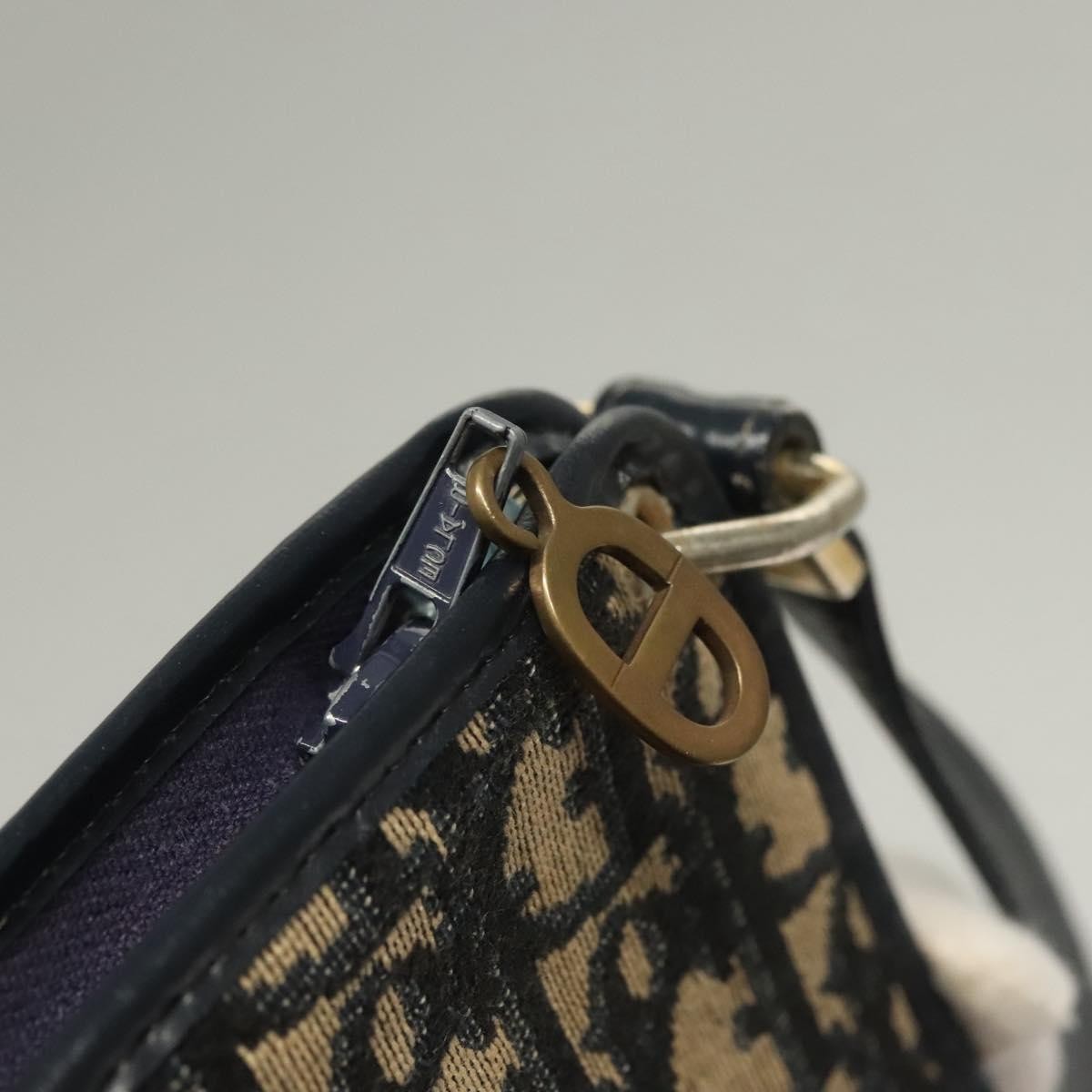 Christian Dior Vintage Trotter Shoulder Bag Canvas, NAVY, CANVAS, Shoulder bag