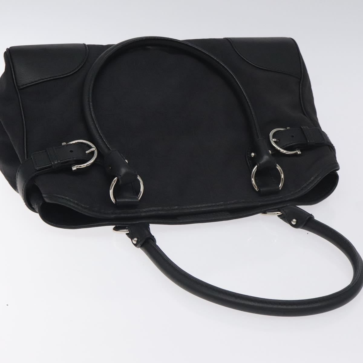 Salvatore Ferragamo Gancini handbag Nylon, BLACK, NYLON, Handbag