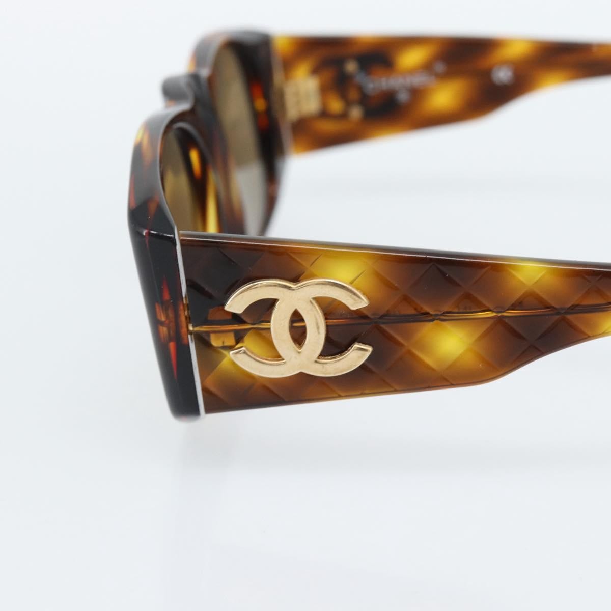 Chanel CC Logo Matelasse Sunglasses Eye Wear Plastic, Brown, Plastic, Sunglasses