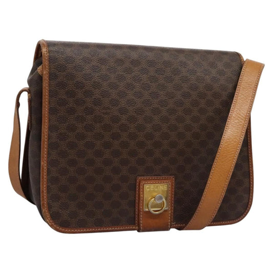 Celine Macadam Shoulder Bag PVC Leather, BROWN, CANVAS, Shoulder bag