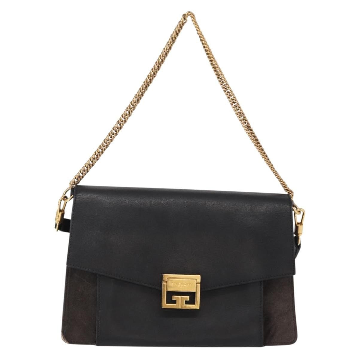 Givenchy GV3 Flap Bag Leather, BLACK, LEATHER, Shoulder bag