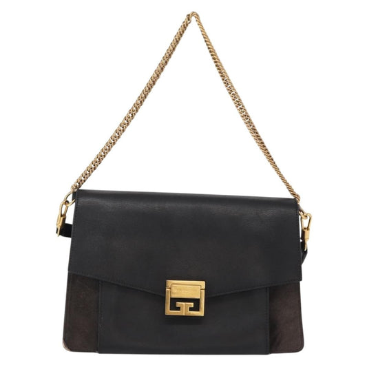 Givenchy GV3 Flap Bag Leather, BLACK, LEATHER, Shoulder bag