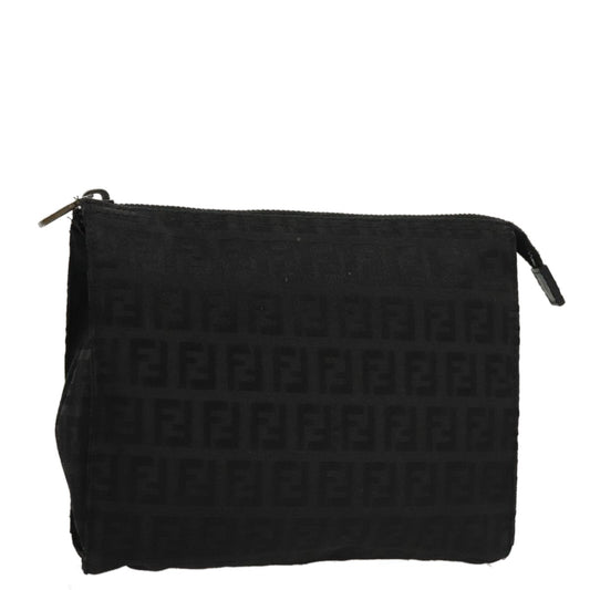 Fendi FF Logo Pouch Canvas, BLACK, CANVAS, Clutche & pouche