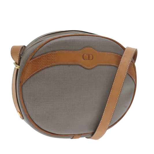 Christian Dior CD Shoulder bag Canvas and Leather, GRAY, CANVAS, Shoulder bag