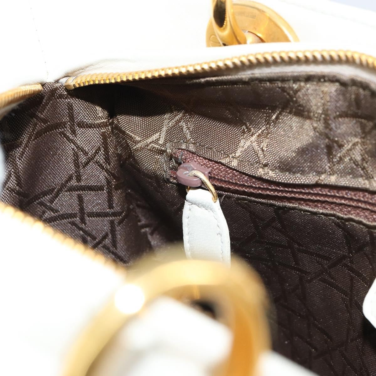Christian Dior Vintage Lady Dior Bag Cannage Quilt Lambskin, WHITE, LEATHER, Handbag